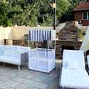 Pool Equipment Holder with Towel Drying Bars, Mesh Rolling Multi Use Storage Organizer Bin, Large Towel Hanger (25" L x 34.5" W x 62.6" H), White