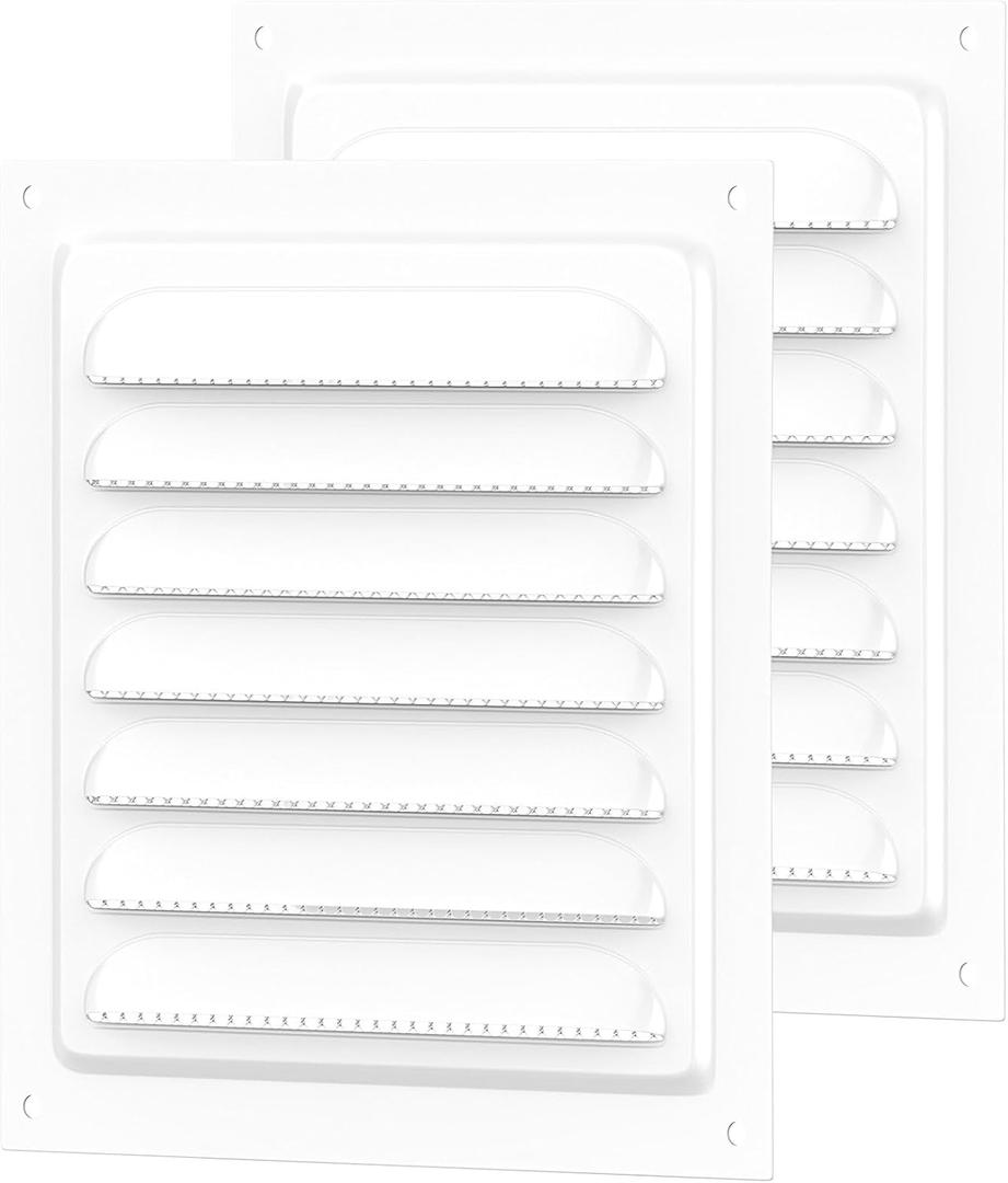 8X 8 Attic Vents Gable Vents, piiyoosnn 304 Stainless Steel Louvered Grille Cover, White Wall Vent,Best for Small Vehicle, Cockloft, Bedrooms, Garage Door Wall Ventilated(White) (8 x 8 White)