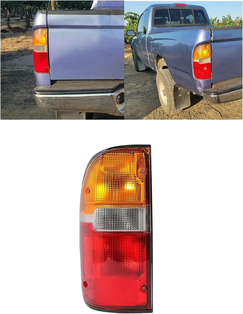 ECOTRIC Tail Light Compatible with 1995-2000 Toyota Tacoma Truck Lamp Taillight Rear Signal Brake Light Driver Side Left w/Bulb(s) Replacement for TO2800116 8156004030