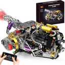 V8 Engine Model Kit That Works, 1394 PCS Advanced Collectible Engine Building Block Sets with Lights & Spray, Ideal Gift for Adults/Boys 8-14/Home Office Decor