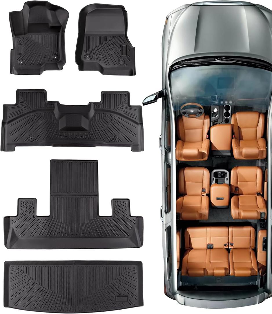 2018-2025 for Ford Expedition Floor Mats & Cargo Liner XLT/Limited/King Ranch/Platinum with 2nd Row Bucket Seats (Not for Max), All Weather Custom Fit for Expedition Accessories Rubber