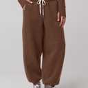 LOMON Sweatpants Women Fleece Joggers Wide Leg Sweat Pants Baggy Gym Sweatpant Winter Spring Drawstring Clothes with Pockets (Brown, S)