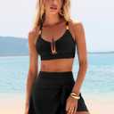 ANRABESS Womens Bikini Sets Two Piece Swim Skirt High Waisted Swimsuits Tummy Control U-Wire Bathing Suit 2026 Beach Swimwear (Black, L)