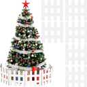 MoDooris 12Pcs Christmas Tree Fences White Wooden Picket Fence Thick Xmas Tree Fence Decorations Wood Gate Barrier for Kids Dogs Pet Guard Christmas Holiday Wedding Home Garden Party Decor, 12" x 12"