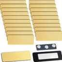 Geelin 50 Pack Magnetic Name Tags Blank Name Badge Holder Plastic ID Tag Backing 1 x 3 Inches with 3 Pcs Magnets for Police Office Employee Custom (Gold)