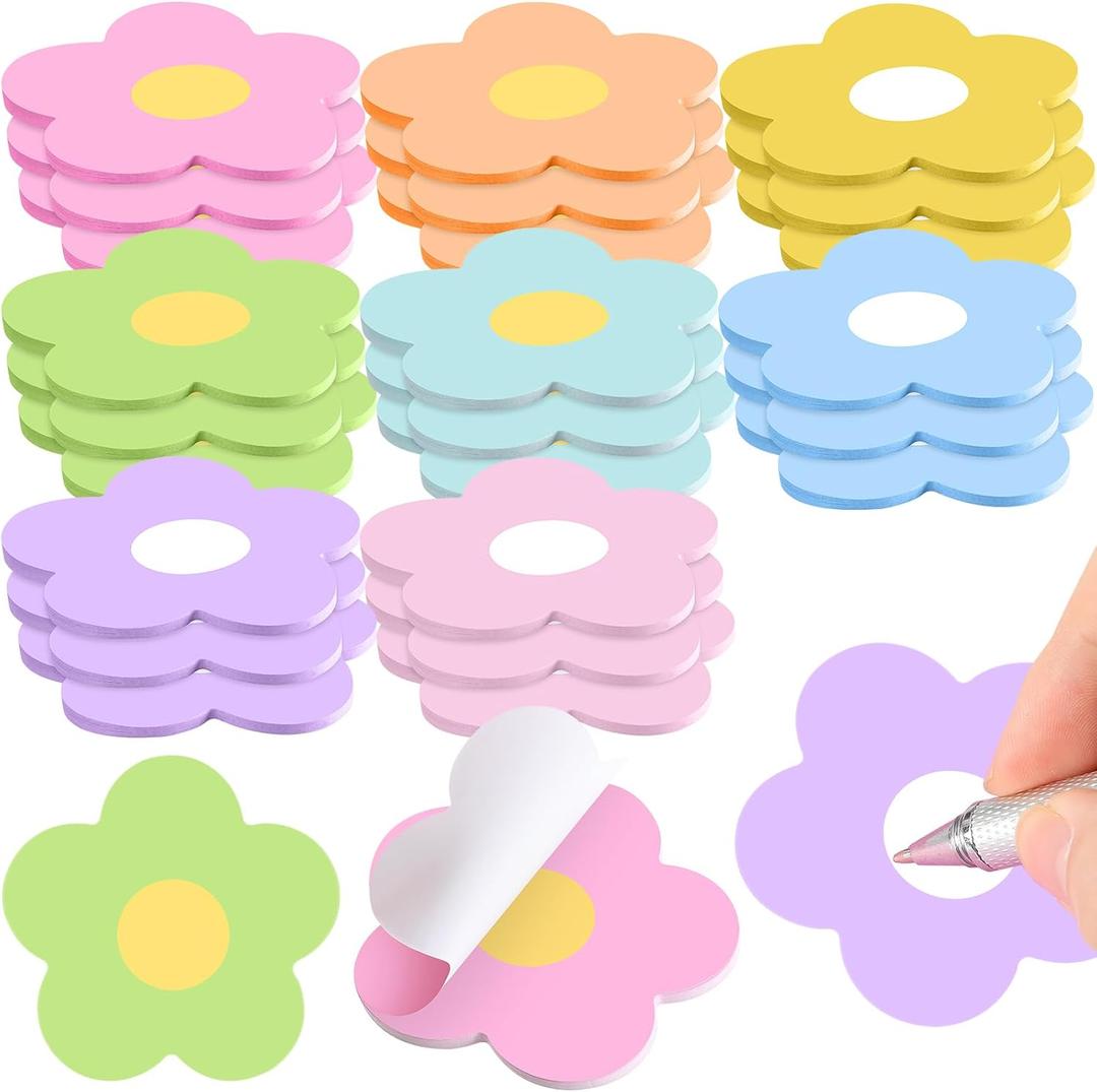 24 Pack Spring Themed Sticky Notes Flower Notepads Colorful Floral Self Adhesive Memo Pad for Office Classroom Bulletin Board Decoration Spring Party Favors Holiday Gift Goodies Bag Basket Fillers
