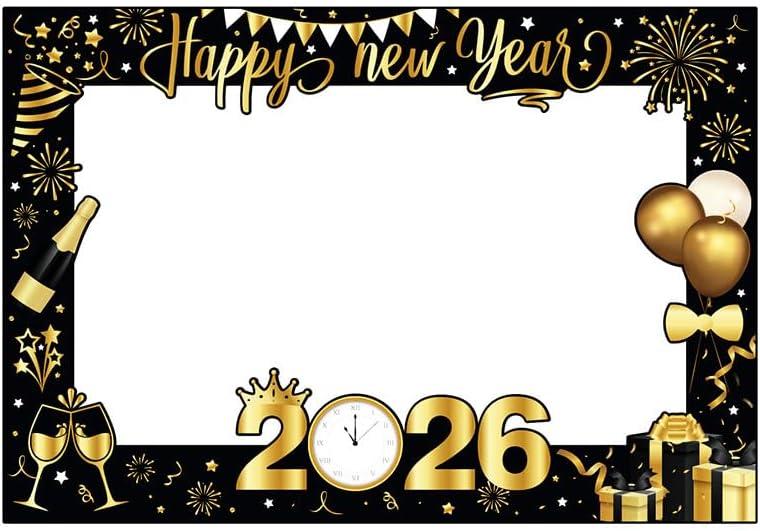 2026 Happy New Year's Eve Photo Booth Props Frame Party Supplies