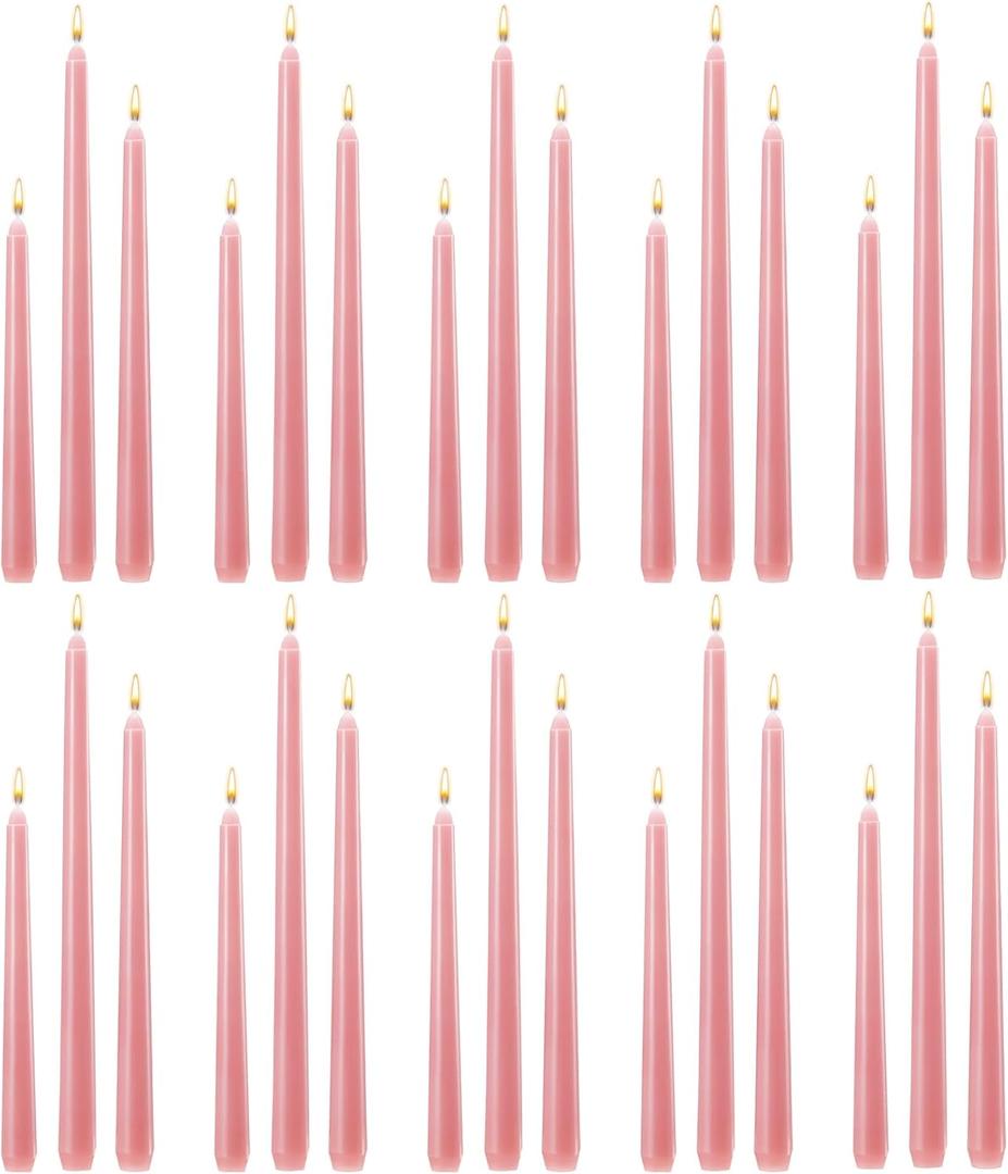 MTLEE Taper Candles 8/10/12 Multi Height Unscented Taper Candles 8 Burn Hours for Dinner Decorative Home Decoration Fall Thanksgiving Wedding Party Candlesticks(Pink,36)