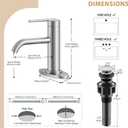 Brushed Nickel Bathroom Faucet for Single Handle HURRAN Bathroom Faucet 1 Hole with Pop-up Drain and Deck, Fits 1 Hole or 3 Hole Installations for Vanity, Bathroom & RV