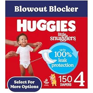 Huggies Size 4 Diapers, Little Snugglers Baby Diapers, Size 4 (22-37 lbs), 150 Count (6 Packs of 25)