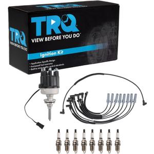 TRQ Spark Plug Kit 10 Piece Distributor Spark Plug Wires Compatible with 1997 Dodge Ram 1500