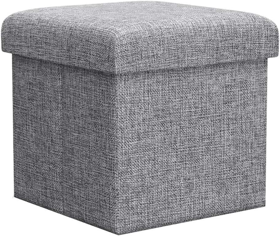 ZLY Folding Stool Storage Ottoman Polyester Fabric Linen Foot Rest Seat Clutter Collection 11 X 11 X 11 inch 28cm Cube Desk