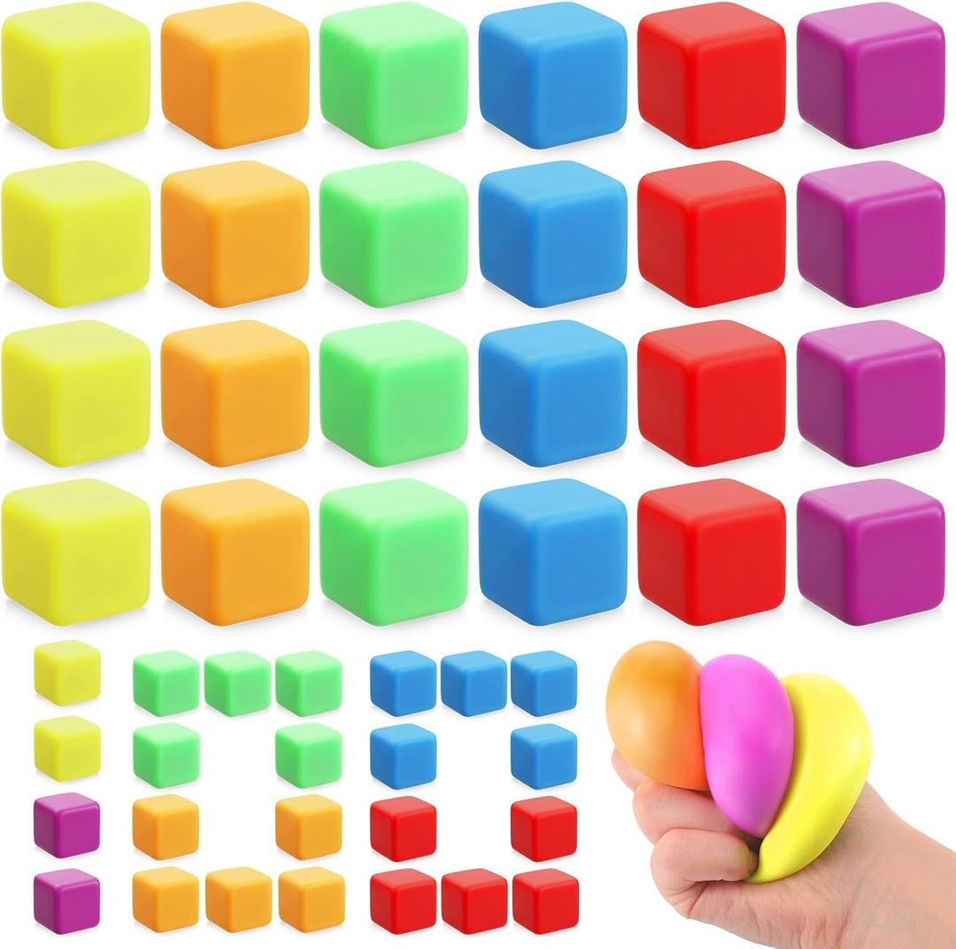 100 Pack Slow Rising Stress Cube Fidget Soft Dough Square Bulk for Adults Anxiety Relief Sensory Stress Relief Balls for Office Coworker Women Men Teacher Party Favors