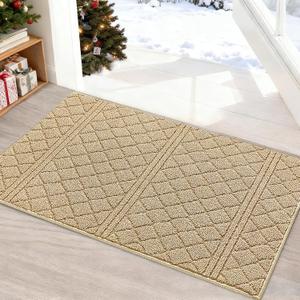 REFETONE Indoor Doormat, Front Back Door Mat 20"x32" Absorbent Rubber Backing Non Slip Door Mats, Low-Profile Resist Dirt Entrance Rugs, Machine Washable Door Rug Inside Floor Mat for Entryway, Beige