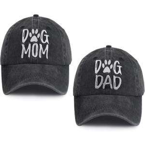 Dog Mom and Dad Gifts, Lover Hats for Daddy Mama Husband Wife, Mothers Fathers Day Birthday Gifts from Daughter Son, Adjustable Cotton Matching Couple Baseball Cap Black (Gray)