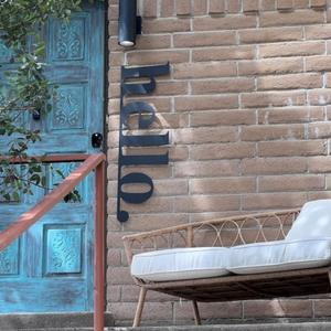Metal Hello Sign, Metal Wall Decor, Vertical Outdoor Metal Wall Art, Front Door Decor, Front Porch Decor, Welcome Sign, Front Door Sign, Housewarming Gift (38.9" x 11.8" | 99 x 30 cm, black)