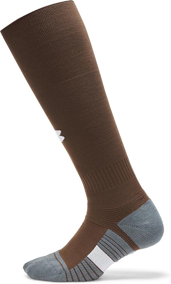 Under Armour Unisex Magnetico Over the Calf Socks, Color: (230) Gridiron Brown / Pitch Gray / White, L, 2 Pair