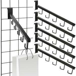 WRINGKIT 6 Pack Gridwall Waterfall Faceout with 5 Hooks, 16.5 Inch Gridwall Waterfall Hangers, Square Straight Arm Hooks for Wire Grid Retail Clothing Display, Slat Wall Accessories