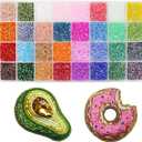 EuTengHao 19200Pcs Tube Beads Kit 3mm Glass Bugle Seed Beads for Jewelry Making Embroidery & Home Decor (32 Vibrant Color)