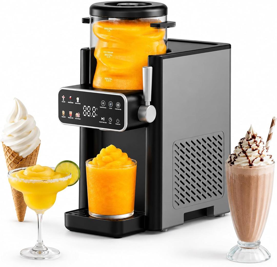 Slushie Machine, Ice Cream Maker, 12-Hour Timer, No Ice Needed | Frozen Drink Maker, 6 Presets, Slushy Machine for Home, LED Display, 40oz, Margarita, Frappes, Milkshakes, Easy Clean, 1 Pack