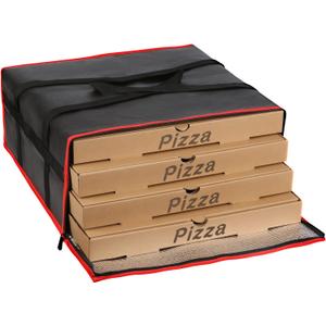 musbus Large Insulated Shopping Bag Thermal Bag Foldable Cooler Bag for Warm Delivery with Cold Cooling Function, Black-red, 20W x 20D x 8H, Modern