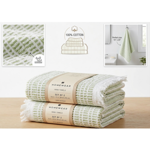 3 x Hand Towels, Green