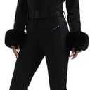 GSOU SNOW Women's Ski Suit One Piece Snowsuit Snowboard Jacket Slim Snow Jumpsuit Faux Fur Ski Outfit Waterproof M