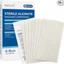 LotFancy Calcium Alginate Wound Dressing, 4”x8” Patches, 10 Count, Sterile Non-Stick Padding, Highly Absorbent Wound Dressings Pads for Emergency Care, Fast Healing