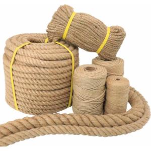 Natural Jute Rope Hemp Rope for Crafts,Decorating,Gardening, Bundling,Camping,Cat Scratching Post,Thick Hemp Rope 1/7 inch 1/4 inch 1/2 inch 5/8 inch 3/4 inch 1 inch 1-1/4 inch (1 1/4INx49FT)