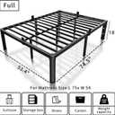 ROIL 18 Inch Full Size Bed Frame with Rounded Corner and Headboard Hole Mattress Retainers 3500LBS Metal Heavy Duty Steel Slats No Box Spring Needed Platform Noise-Free Easy Assembly