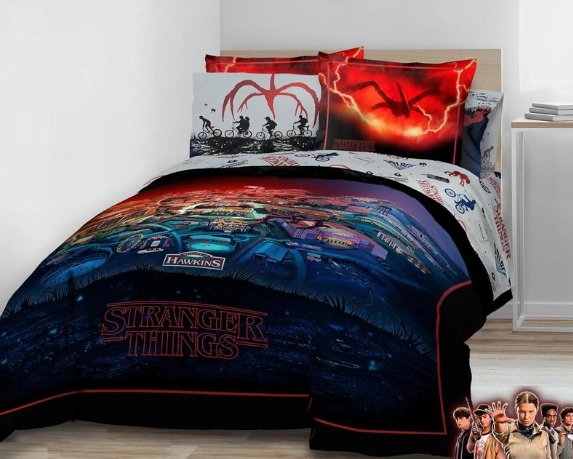 Jay Franco Comforter Set Includes Sheets and Pillow Covers - Soft and Cozy Bed Set for Stylish Room Decor, Multi - Stranger Things, 7 Piece Queen Size Bedding