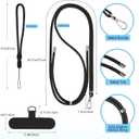 takyu Phone Lanyard, 2 Pack Adjustable Cell Phone Lanyard Crossbody Neck Strap & 2 Pack Phone Wrist Strap with 2 Pcs Tether Tabs Compatible for iPhone Android Smartphones-Black Grey