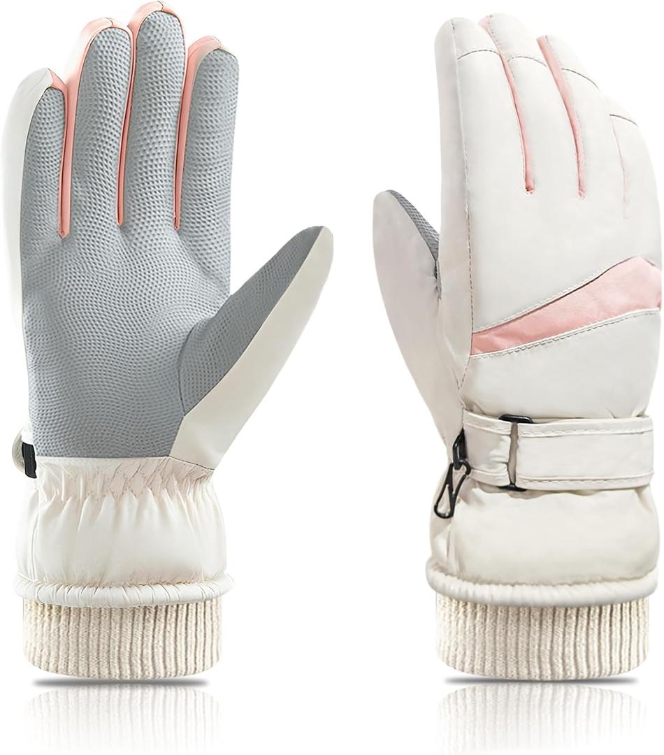 Women Ski Gloves, Windproof Thermal Touchscreen Gloves Waterproof Winter Warm Snow Glove for Skiing Cycling Outdoor Sports