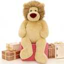 Tezituor 4.3ft Giant Fat Lion Stuffed Animal, 51.2 inch Large Stuffed Lion Plushies Toy Hugging Soft Theme Body Pillow for Boys Girls Birthday Party Gift Decora