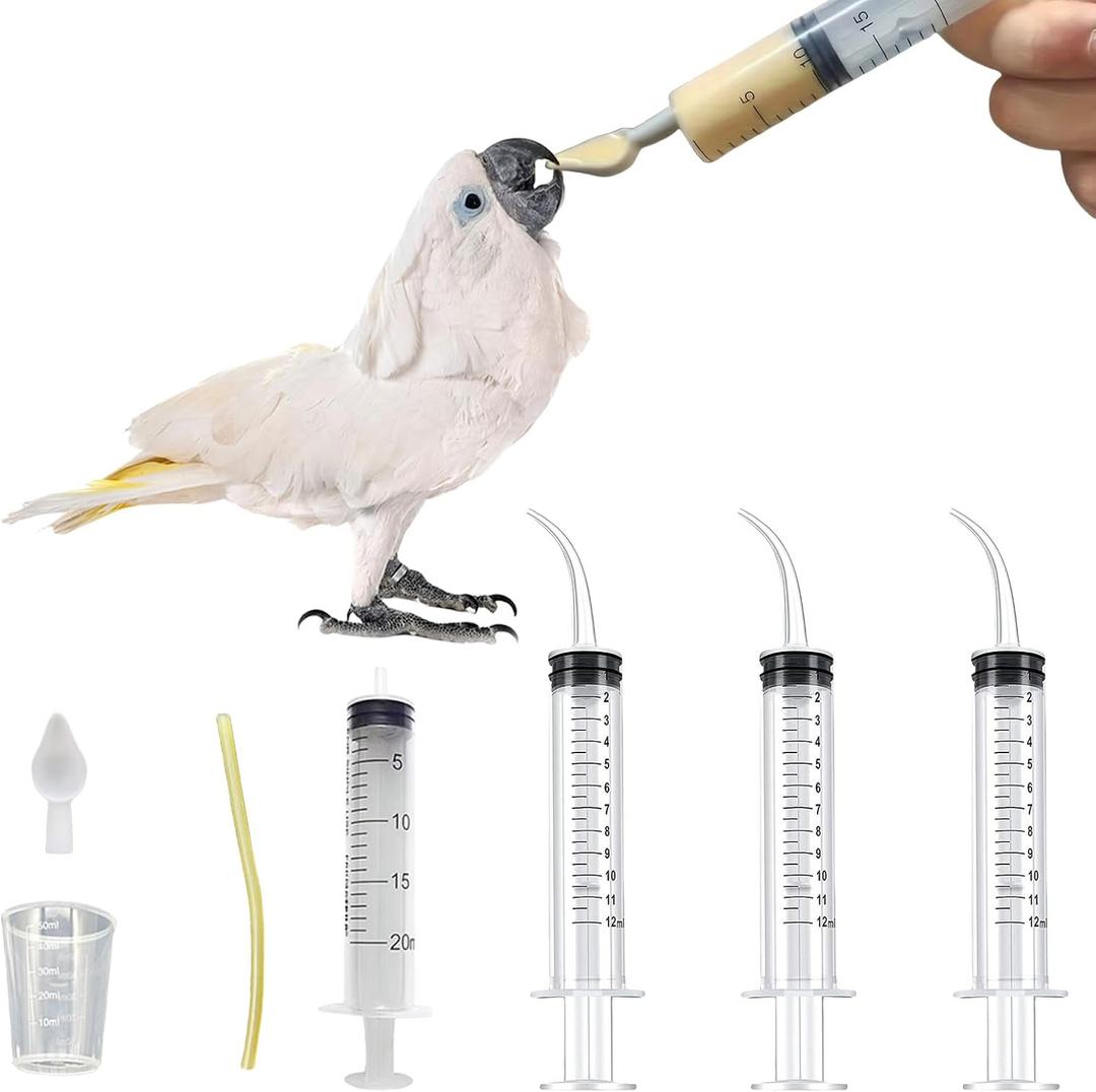 Baby Bird Feeding Syringe Set, Pet Parrot Milk Feeding Syringe with Tubes, Parrot Feeding Feeder Measuring Tools for Feeding Pets Scientific Industrial Labs (12ml +20ml syringe+50ml Measuring Cup)