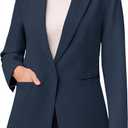 luvamia Dressy Blazers for Women Button Long Sleeve Lapel Business Casual Outfits Office Work Suit Blazer with Pockets (Blue, L)
