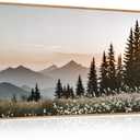 Forest Sunlight Landscape Framed Canvas Wall Art Set,Nature Mountain Pine Tree Wall Decor,Modern Sunrise Wildflower Calming Art Printing for Living Room,Bedroom-20 x40