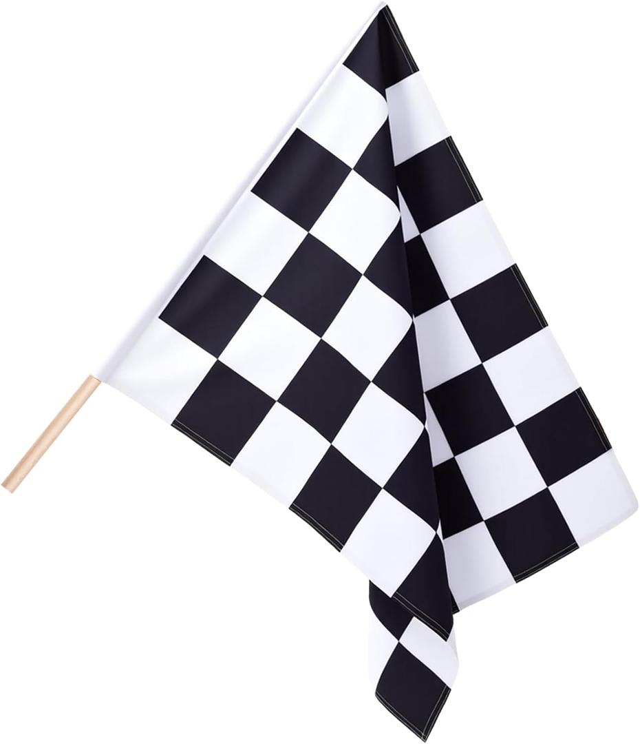 SmoothNovelty 36x36 Inch Checkered Racing Flag with 48" Pole - Auto Racing Sports Flags for Track Events, Athletic Competitions, Outdoor Sports, Polyester with Reinforced Edges(Classic)