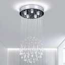 Modern Crystal Chandelier for High Ceilings K9 Crystal Raindrop Flush Mount Chandeliers 5-Lights Gorgeous Pendant Lighting for Living Dining Room Hallway Staircase, 400CM-MP086