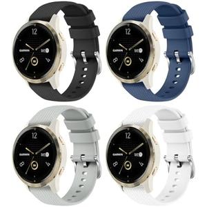 4 Pack 18mm Silicone Bands for Garmin Venu 3S / Vivoactive 4S / Venu 2S / Vivomove 3S, Soft Sport Replacement Straps for Garmin Forerunner 255S / 265S Smartwatch