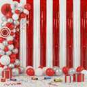 2 Pack Red White Tinsel Foil Fringe Curtains Circus 3.288.20 ft Metallic Streamers Tinsel Curtains Background for Graduation Birthday Wedding Party