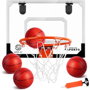 Mini Basketball Hoop Over The Door - Wall Mounted Basketball Hoop Set with Complete Accessories - Basketball Toys Gifts for 6 7 8 9 10 11 12 Year Old Boys