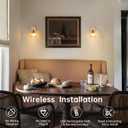 Vintage Battery Operated Wall Sconce, Rechargeable Battery Powered Wall Sconces with Remote Control, Wireless Dimmable LED Light for Bedside Indoor Living Room (Amber Lily)