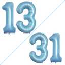 GOER Number 13 Balloons for 13th Birthday Sweet 13 Party Decorations,42 Inch Jumbo Foil Helium 31 Balloons for 31st Birthday Party Decoration (Light Blue)