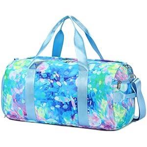 Duffle Bag for Girls Dance Bag Sport Gym Bag Weekender Carry On Workout Duffel Overnight Shoulder Bag with Shoe Compartment (Blue)