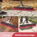 24 Push Broom Outdoor Heavy Duty, Large Commercial Stiff Bristle Brush with 63 inches Long Handle for Garage Shop Garden Yard Patio Deck Street Warehouse Lawn Driveway (Red)