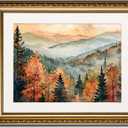 InSimSea Vintage Gold Framed Wall Art, Fall Pictures Bathroom Wall Decor, Kitchen Office Bedroom Rustic Fall Wall Art, Autumn Forest Landscape Home Decor, 13"x16"