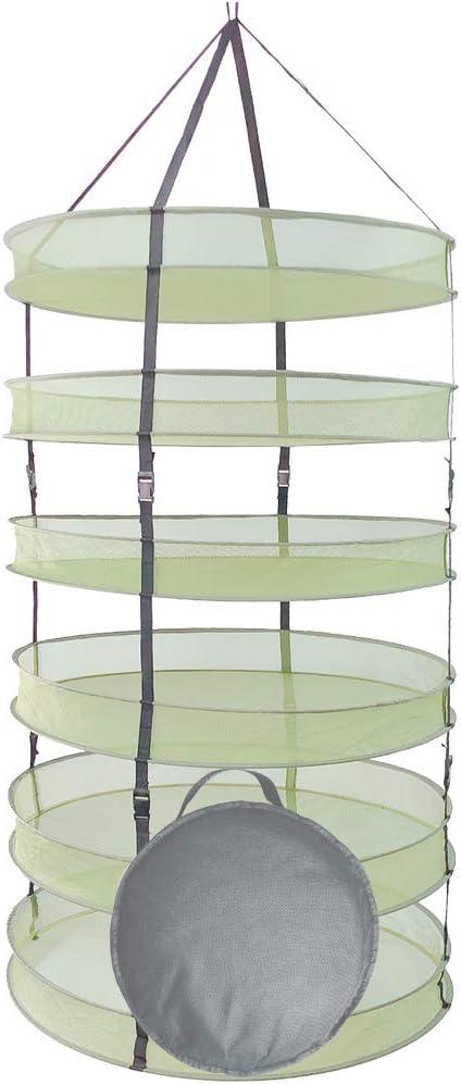 HORTIPOTS Herb Drying Rack Collapsible 2.5 ft Hanging Dry Net Rack for Hydroponic Herb Pot Vegetable Fruit Flower or Clothes Laundry (Green)