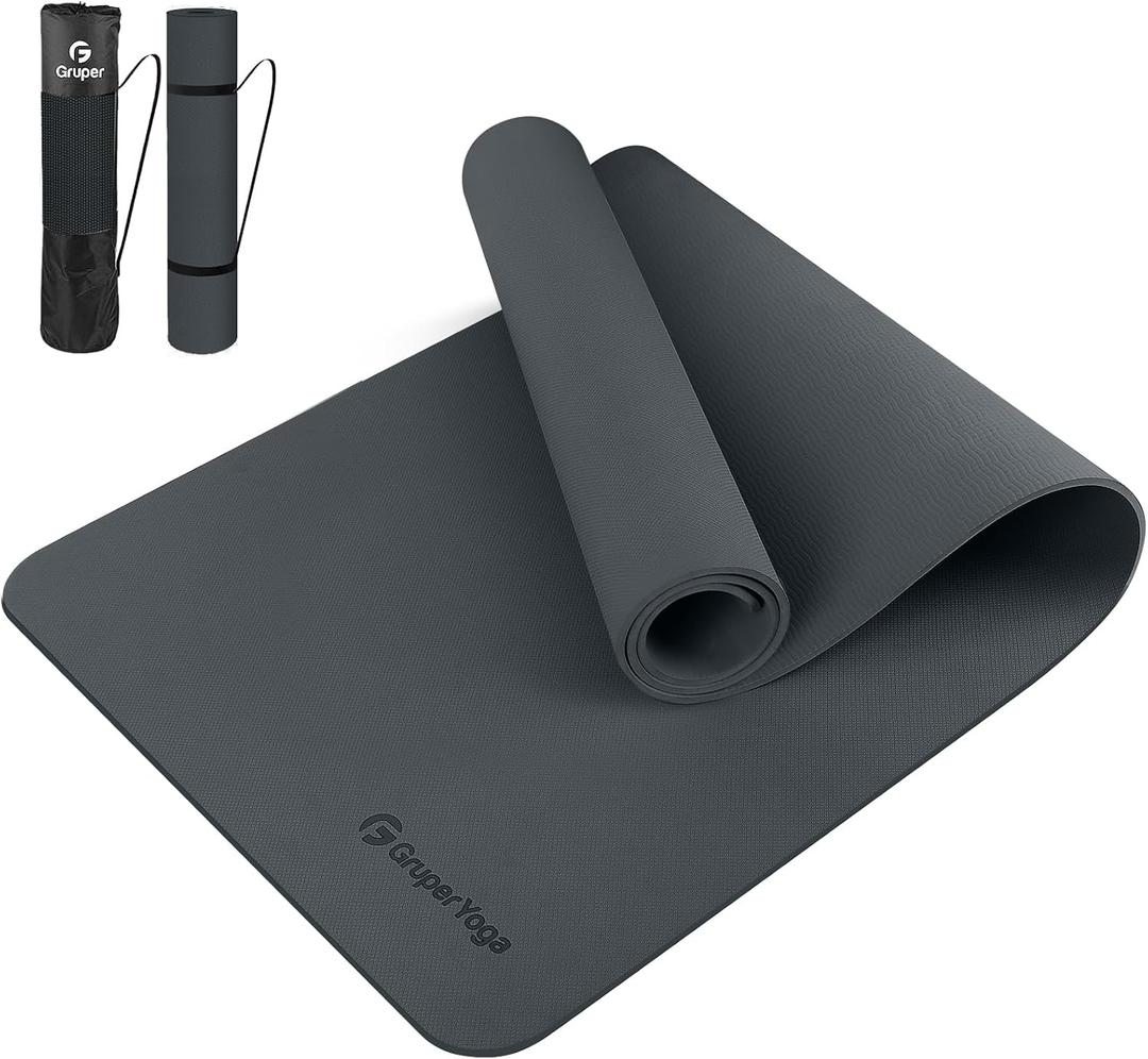 Gruper Yoga Mat Non Slip, Anti-Tear Workout Mat with Carrying Strap and Bag