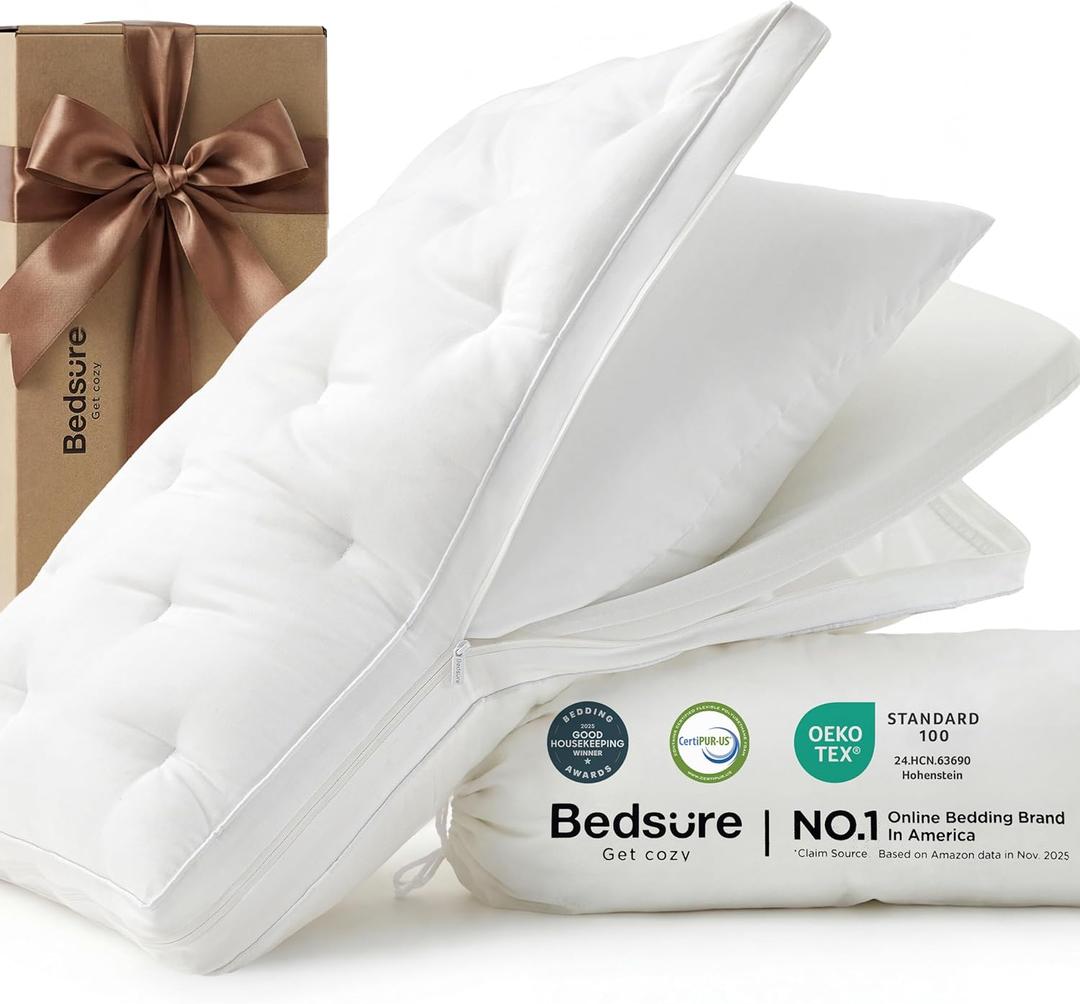 Bedsure Adjustable Pillow Queen Size for Side Sleepers, Custom Height Firmness Queen Pillow, PureWoven Memory Foam & Down Alternative Fill,100% Cotton Cover for Back, Stomach Sleepers, 26"x17", 1 Pack
